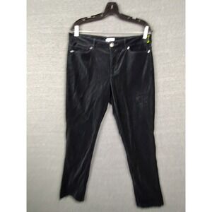 J Jill Womens Pants‎ 10 Black Velvet Velour Ankle Capsule Career Casual Retro